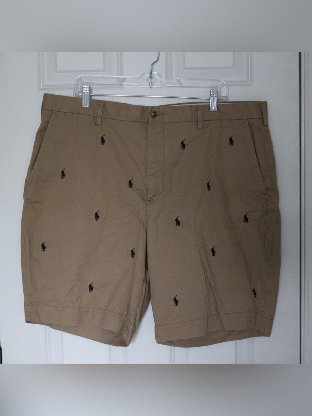 POLO RALPH LAUREN Rare All-over Pony Logo Print Khaki Shorts